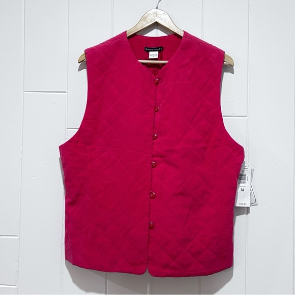 🆕 Vintage Bianca Nygard 100% Silk Fuchsia Quilted Vest - Picture 2 of 6